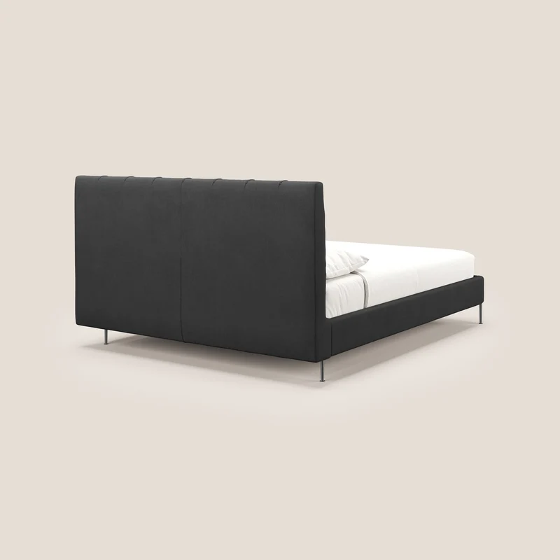 Calliope lit rembourré aux pieds hauts complètement déhoussable en tissu détachable T17 anthracite