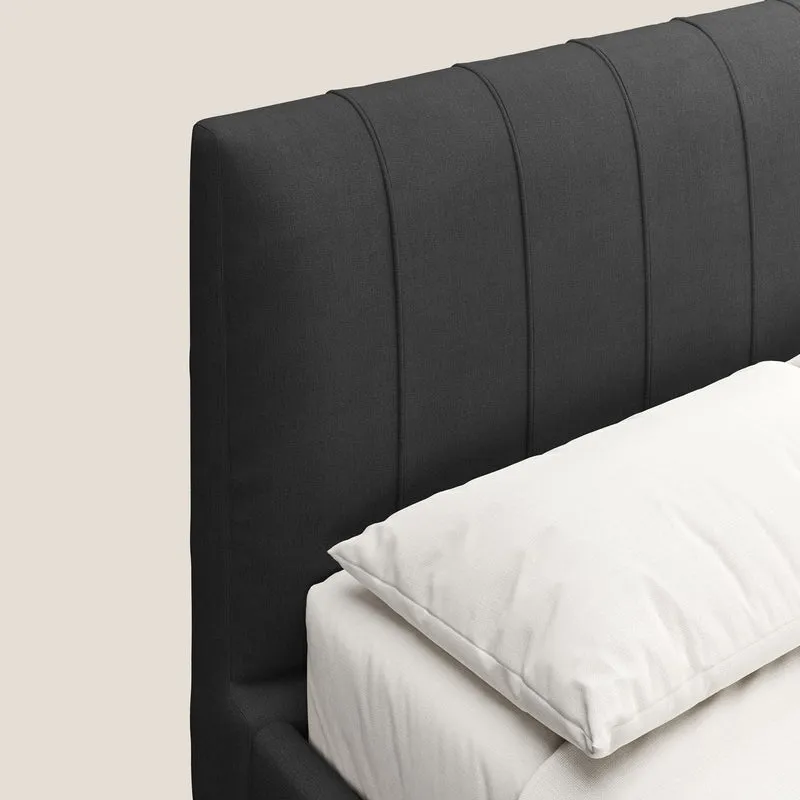 Calliope lit rembourré aux pieds hauts complètement déhoussable en tissu détachable T17 anthracite
