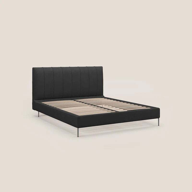 Calliope lit rembourré aux pieds hauts complètement déhoussable en tissu détachable T17 anthracite