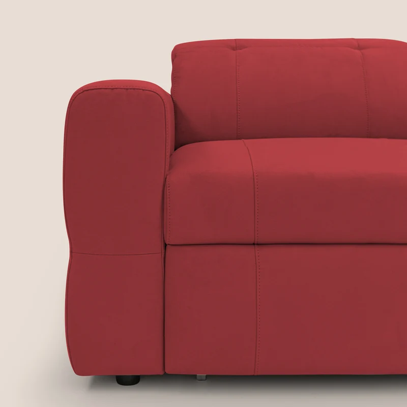 Kronos Canapé d'angle avec pouf extractible et coffre de rangement en microfibre imperméable T11 rouge