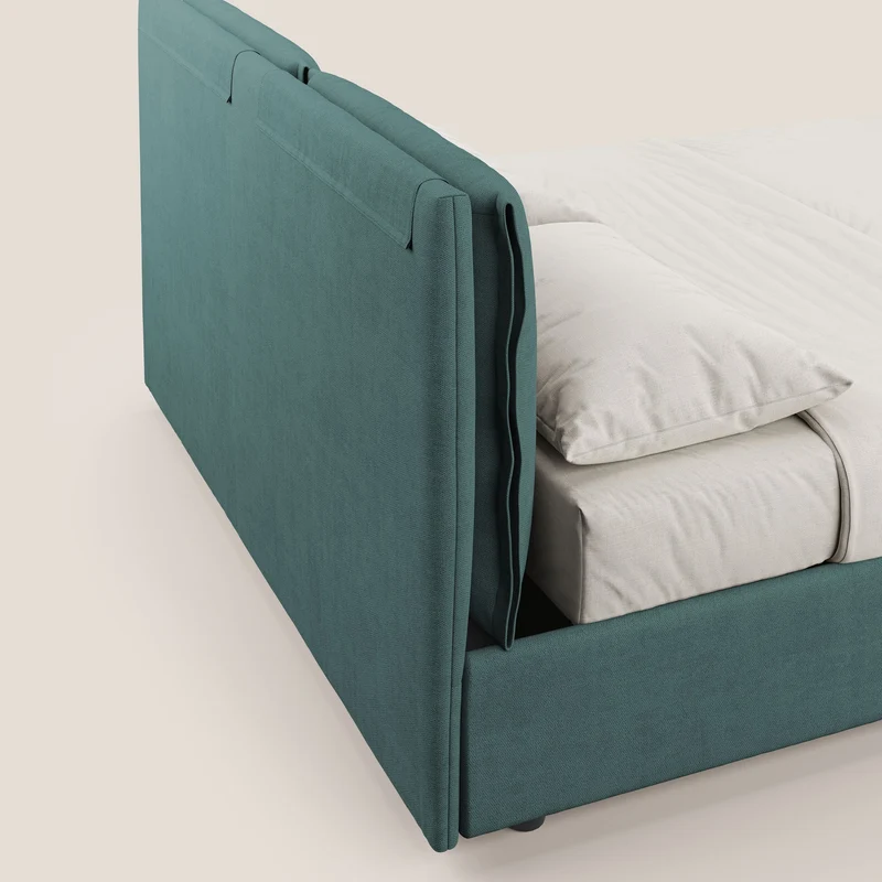 Travis lit coffre avec coussins capitonnés amovibles en tissu imperméable T02 bleu canard