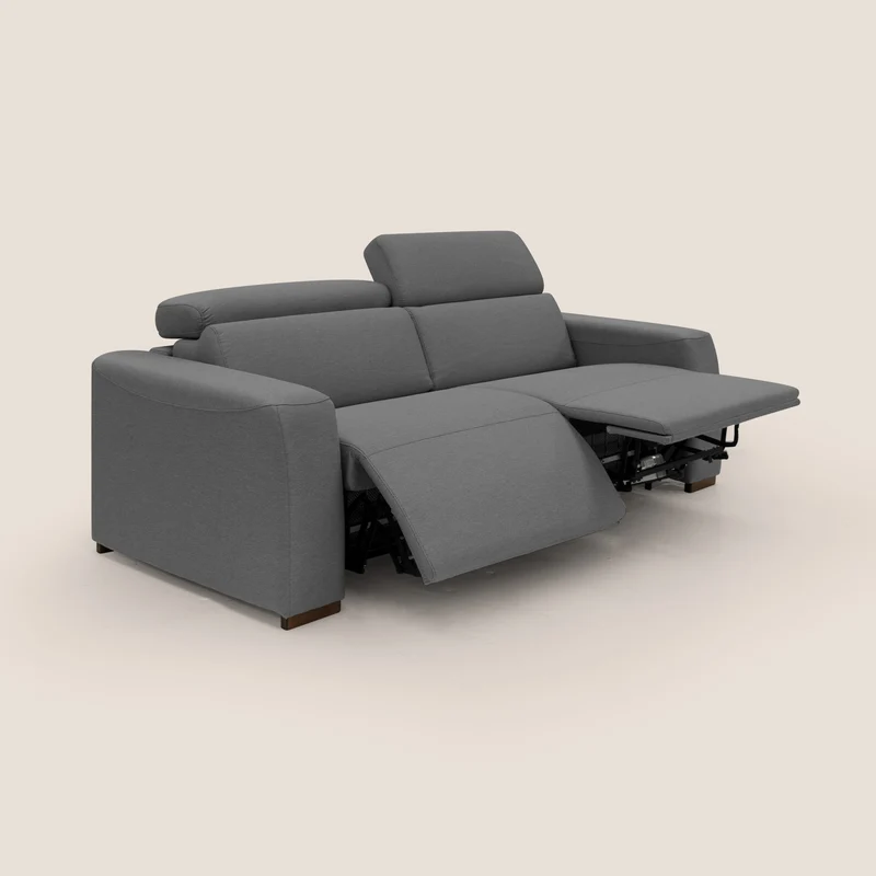 Poseidon canapé lit convertible + RELAX électrique en tissu imperméable détachable T05 anthracite