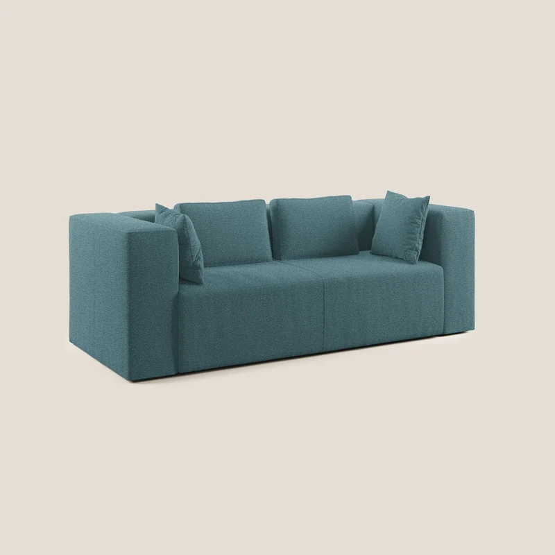 Nettuno canapé moderne modulable en bouclette douce T07 bleu ciel