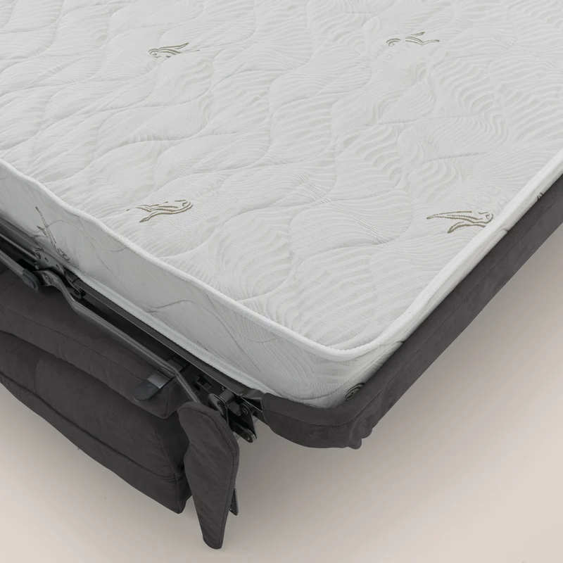Zeus Canapé d'angle convertible avec matelas H18 cm pouf mobile en tissu imperméable T02 noir