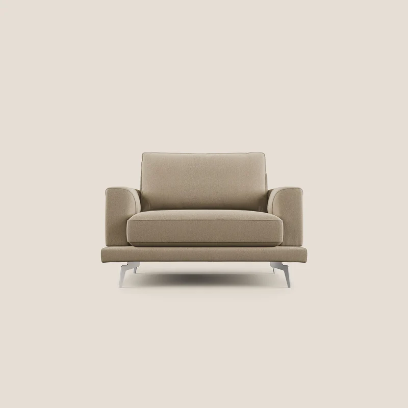 Dorian fauteuil moderne en tissu doux anti-tache T05 beige