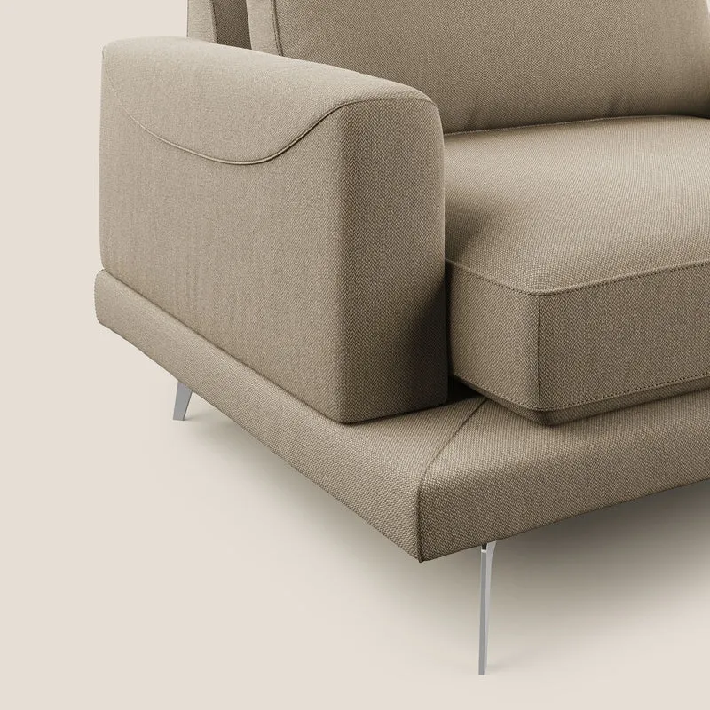 Dorian fauteuil moderne en tissu doux anti-tache T05 beige
