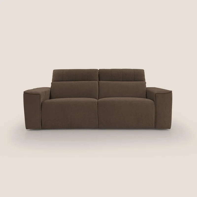 Clark Canapé modulable avec option relax électrique en tissu imperméable et détachable T17 marron