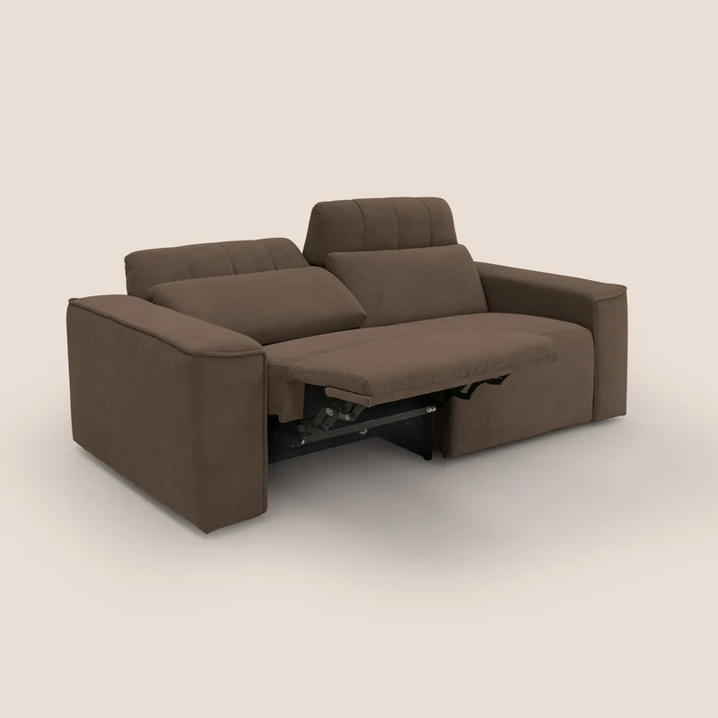 Clark Canapé modulable avec option relax électrique en tissu imperméable et détachable T17 marron