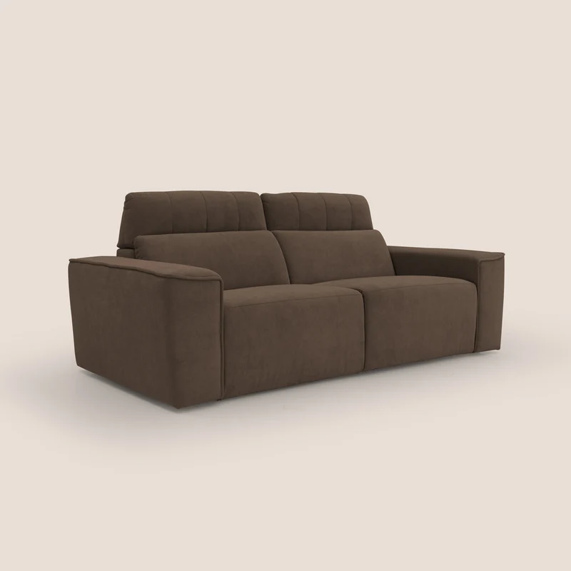 Clark Canapé modulable avec option relax électrique en tissu imperméable et détachable T17 marron