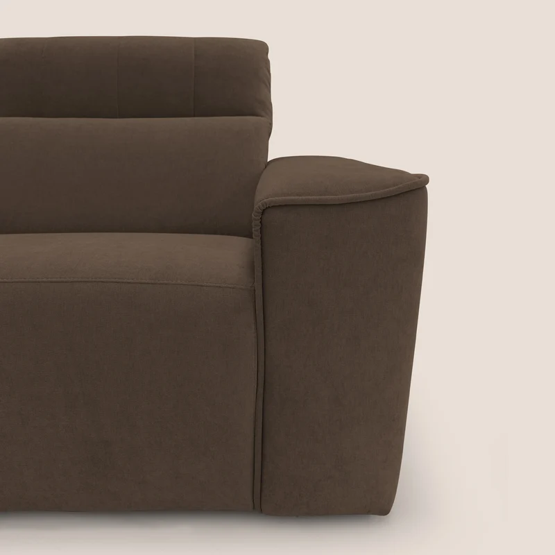 Clark Canapé modulable avec option relax électrique en tissu imperméable et détachable T17 marron