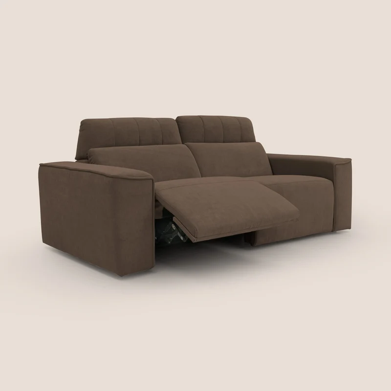 Clark Canapé modulable avec option relax électrique en tissu imperméable et détachable T17 marron