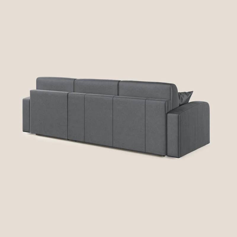 Lebron Canapé-lit d’angle avec méridienne en velours doux T01 anthracite