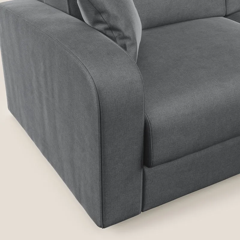 Lebron Canapé-lit d’angle avec méridienne en velours doux T01 anthracite