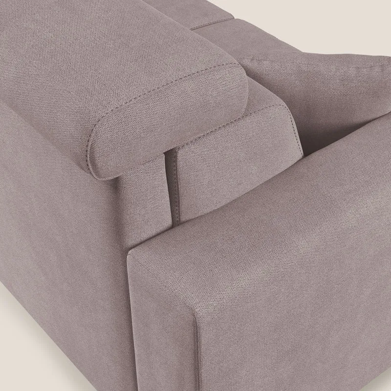 Pegaso canapé convertible d'angle avec têtières inclinables en tissu doux imperméable T02 rose