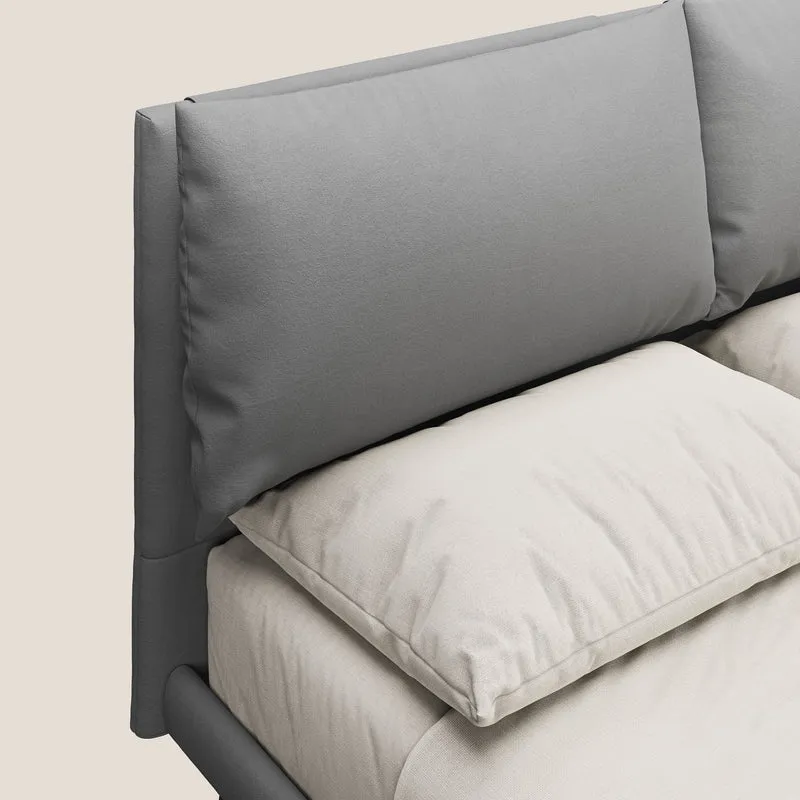 Astrid lit rembourré avec pieds en bois en microfibre détachable T11 gris
