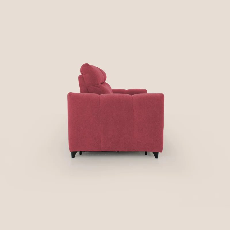 Peonia canapé convertible scandinave avec matelas H 18cm et dossier haut en bouclette imperméable T07 rouge