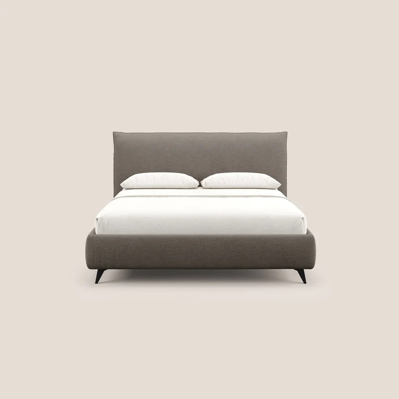 EROS lit rembourré en duvet d'oie avec coffre de rangement en bouclette précieuse détachable T16 marron