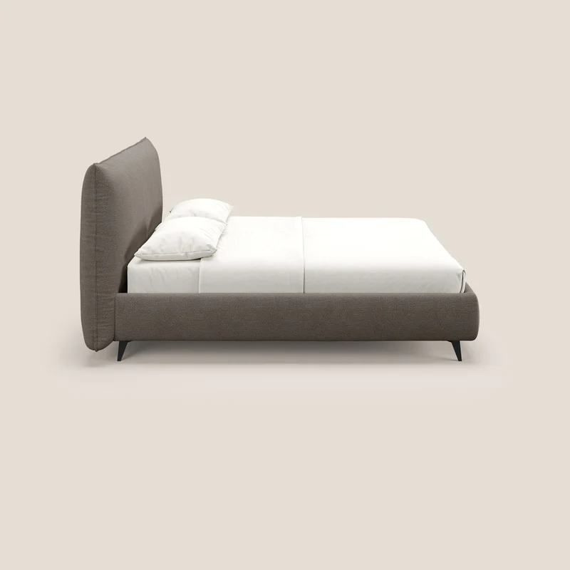 EROS lit rembourré en duvet d'oie avec coffre de rangement en bouclette précieuse détachable T16 marron
