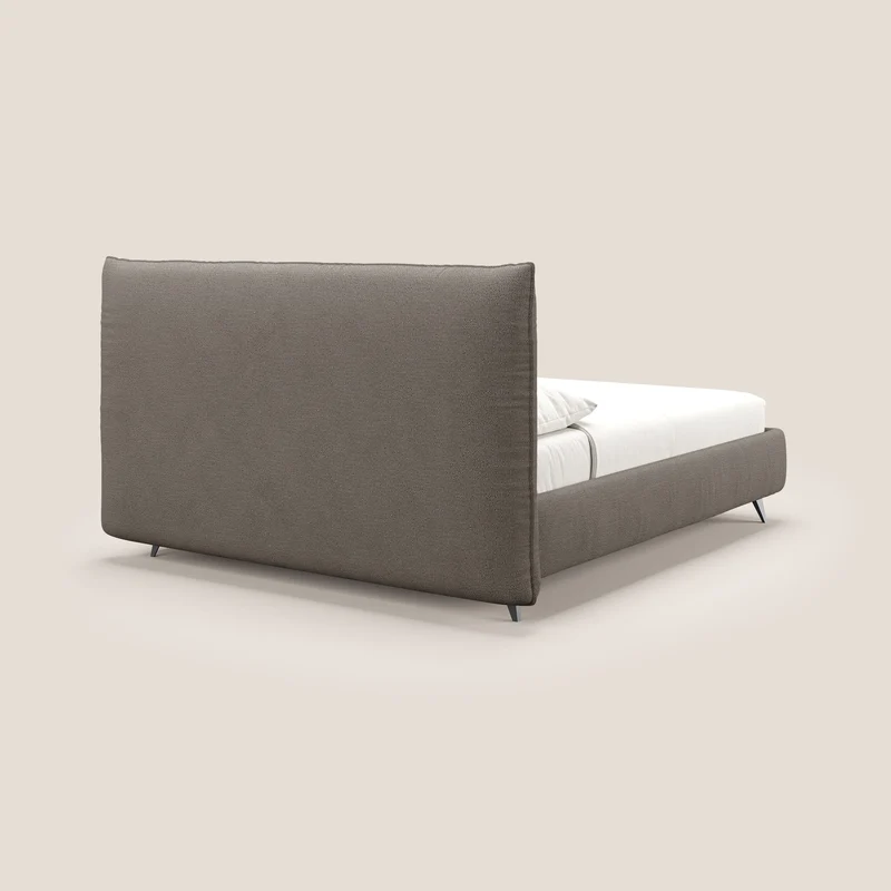 EROS lit rembourré en duvet d'oie avec coffre de rangement en bouclette précieuse détachable T16 marron