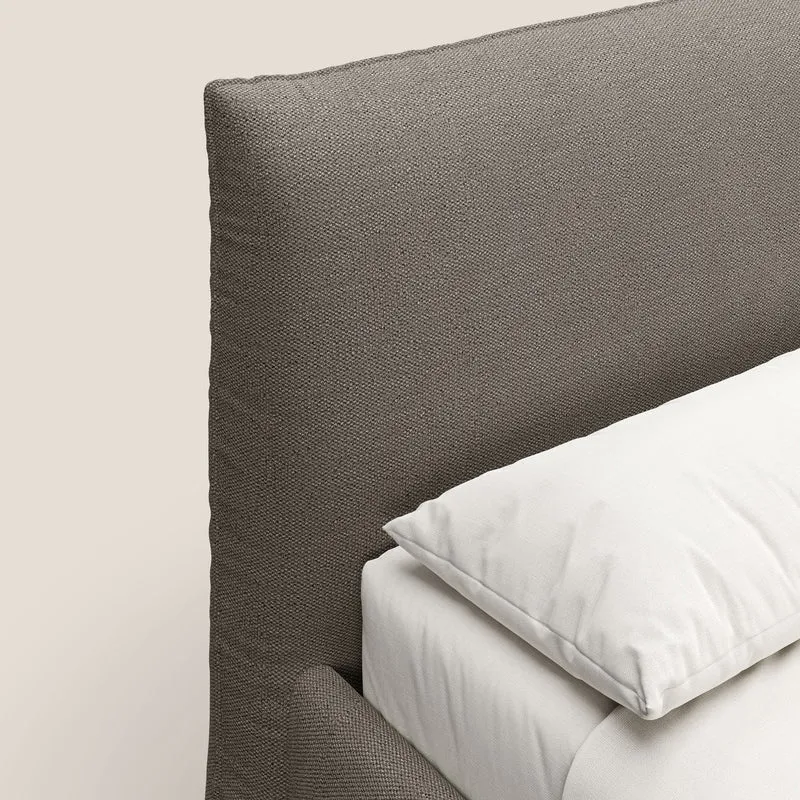 EROS lit rembourré en duvet d'oie avec coffre de rangement en bouclette précieuse détachable T16 marron