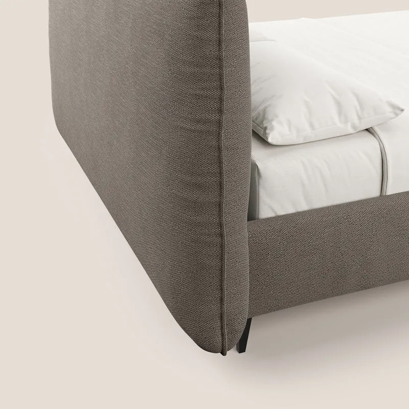 EROS lit rembourré en duvet d'oie avec coffre de rangement en bouclette précieuse détachable T16 marron