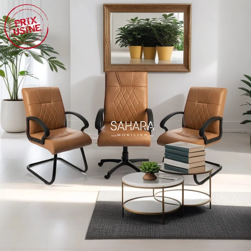 Ensemble Fauteuil en simili cuir Marron Réf. B3392