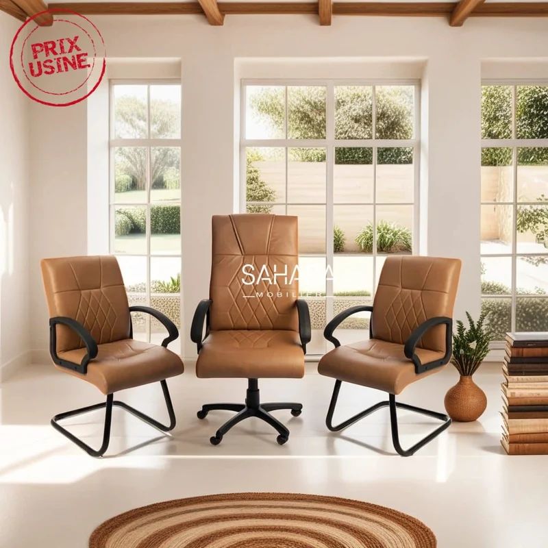 Ensemble Fauteuil en simili cuir Marron Réf. B3392