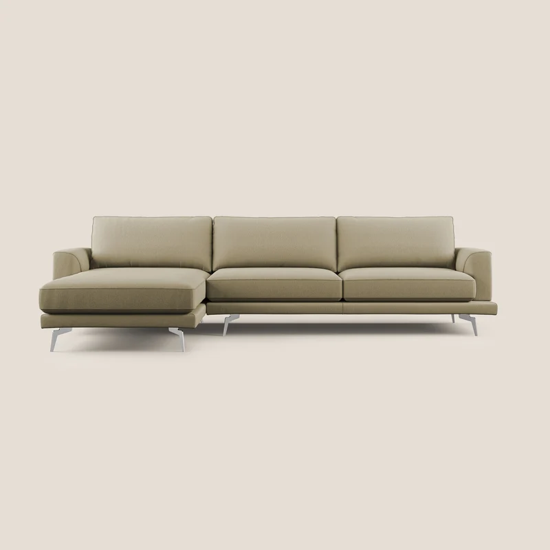 Dorian canapé d'angle moderne en tissu doux anti-tache T05 camel