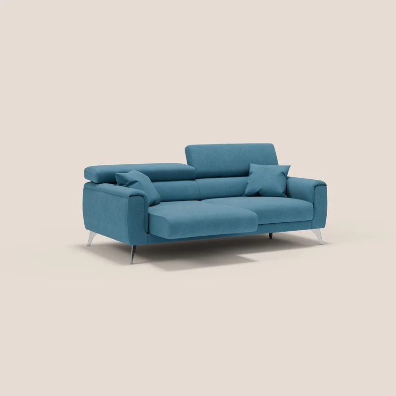 Caravaggio Canapé avec assises extensibles et têtières réglables en tissu imperméable T02 bleu ciel