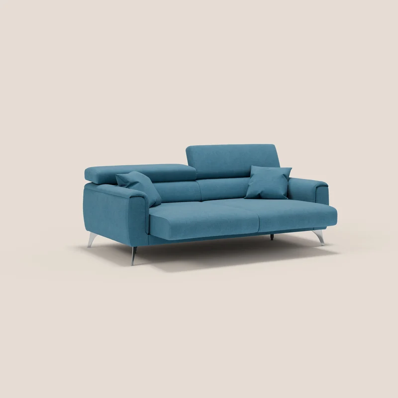 Caravaggio Canapé avec assises extensibles et têtières réglables en tissu imperméable T02 bleu ciel
