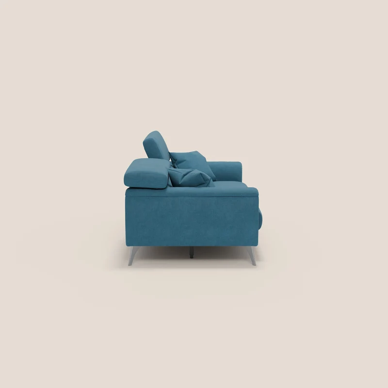 Caravaggio Canapé avec assises extensibles et têtières réglables en tissu imperméable T02 bleu ciel