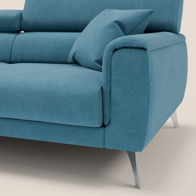 Caravaggio Canapé avec assises extensibles et têtières réglables en tissu imperméable T02 bleu ciel