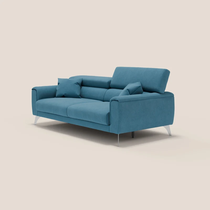 Caravaggio Canapé avec assises extensibles et têtières réglables en tissu imperméable T02 bleu ciel