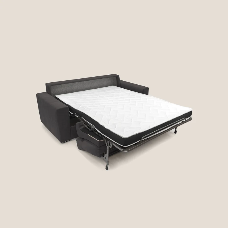Nikita canapé lit convertible avec haut dossier moelleux en tissu doux imperméable T02 noir