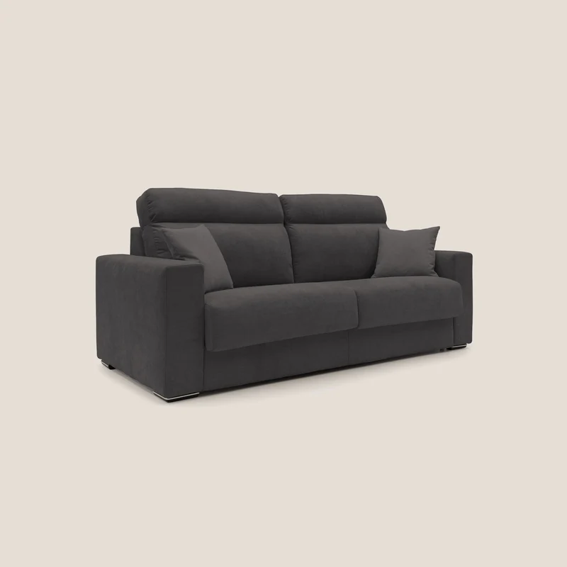 Nikita canapé lit convertible avec haut dossier moelleux en tissu doux imperméable T02 noir