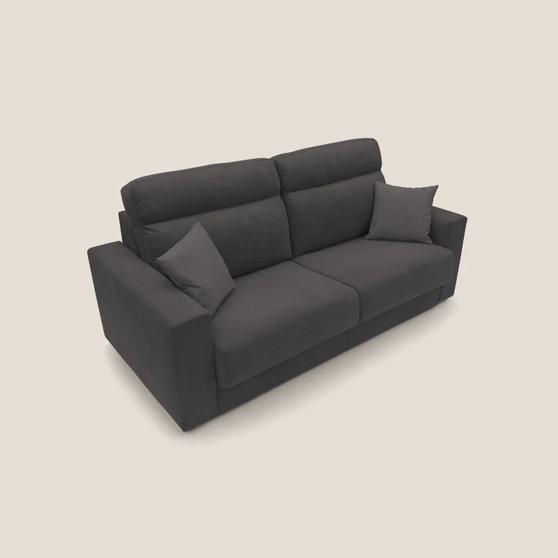Nikita canapé lit convertible avec haut dossier moelleux en tissu doux imperméable T02 noir