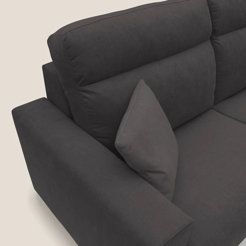 Nikita canapé lit convertible avec haut dossier moelleux en tissu doux imperméable T02 noir