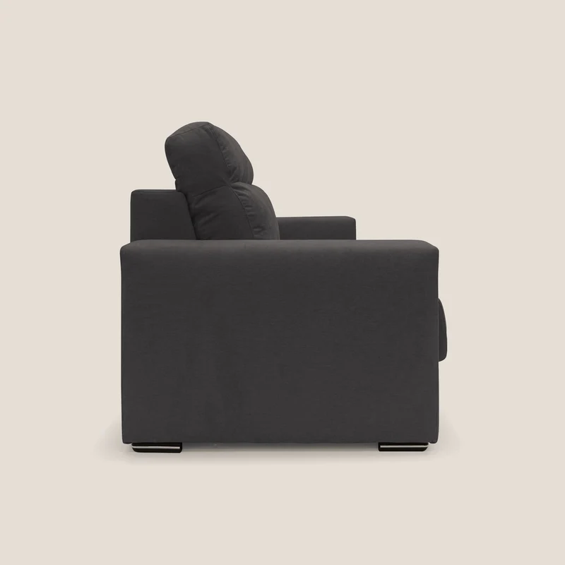 Nikita canapé lit convertible avec haut dossier moelleux en tissu doux imperméable T02 noir