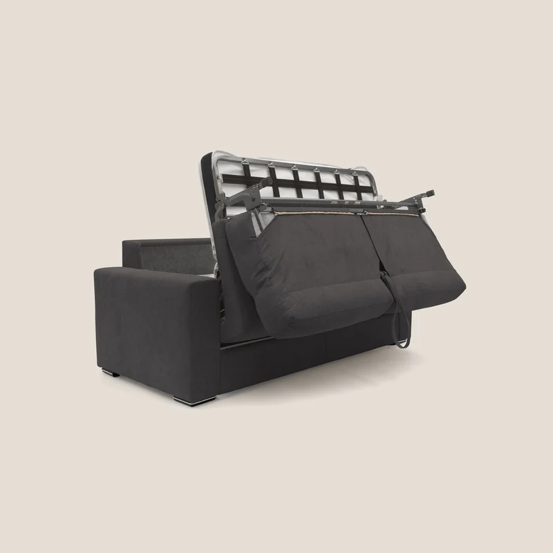 Nikita canapé lit convertible avec haut dossier moelleux en tissu doux imperméable T02 noir