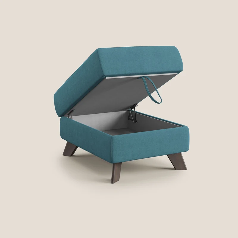 Moon Pouf coffre aux pieds hauts et tissu doux imperméable T02 bleu ciel