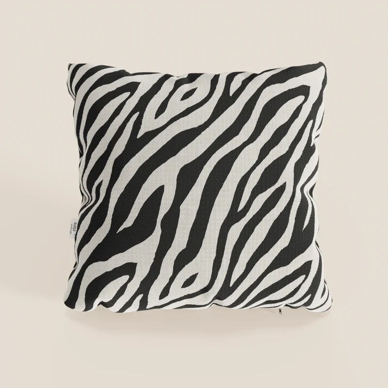 Stripe coussins géométriques en tissu hydrofuge noir