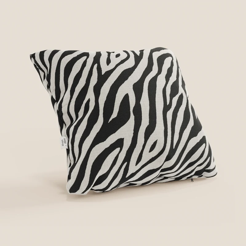 Stripe coussins géométriques en tissu hydrofuge noir
