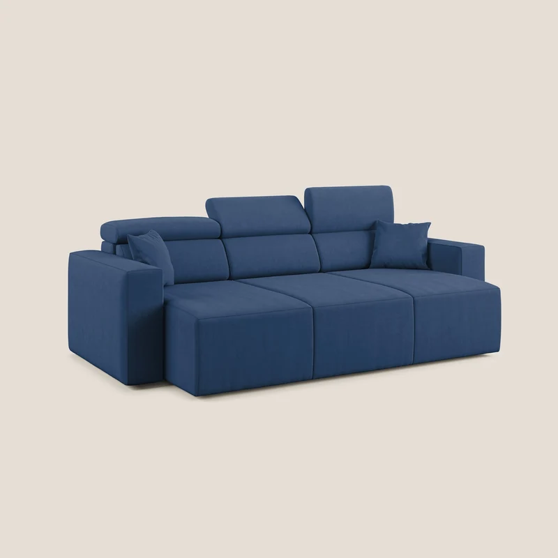 Orwell canapé avec 3 assises extractibles en microfibre détachable T11 bleu