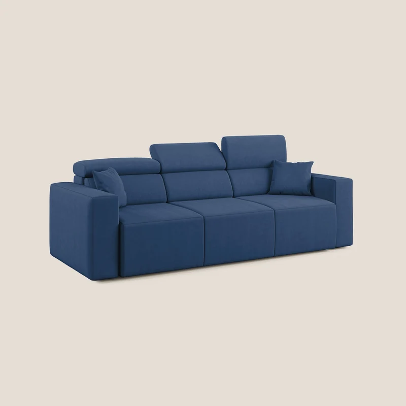 Orwell canapé avec 3 assises extractibles en microfibre détachable T11 bleu