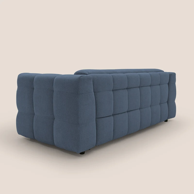 Tender Canapé convertible avec matelas H14 cm en bouclette imperméable T07 bleu