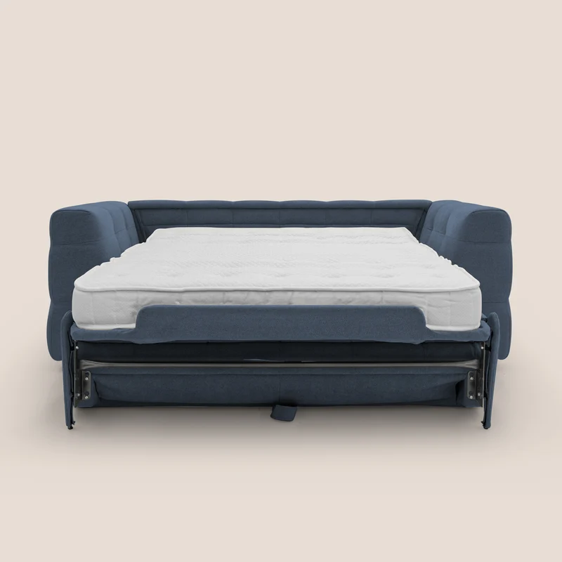 Tender Canapé convertible avec matelas H14 cm en bouclette imperméable T07 bleu