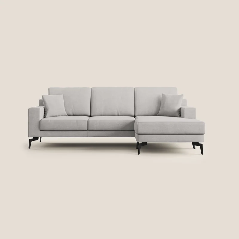 Prestige canapé d’angle réversible en microfibre anti-taches T11 gris clair