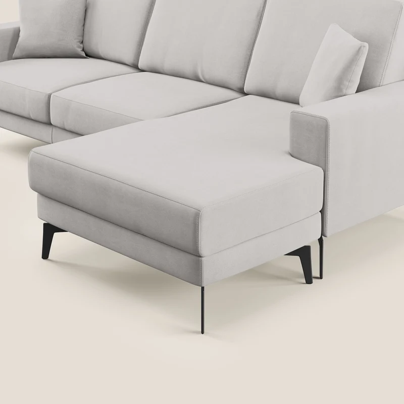 Prestige canapé d’angle réversible en microfibre anti-taches T11 gris clair
