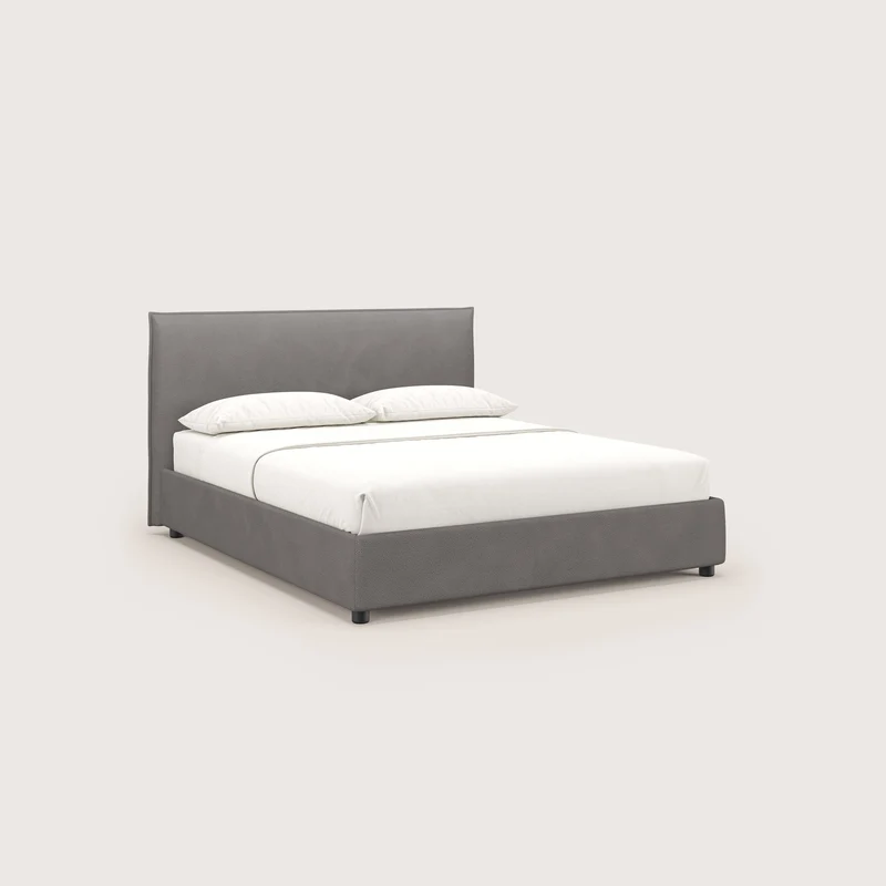 Nina lit coffre au design minimaliste en microfibre détachable effet cuir T15 anthracite