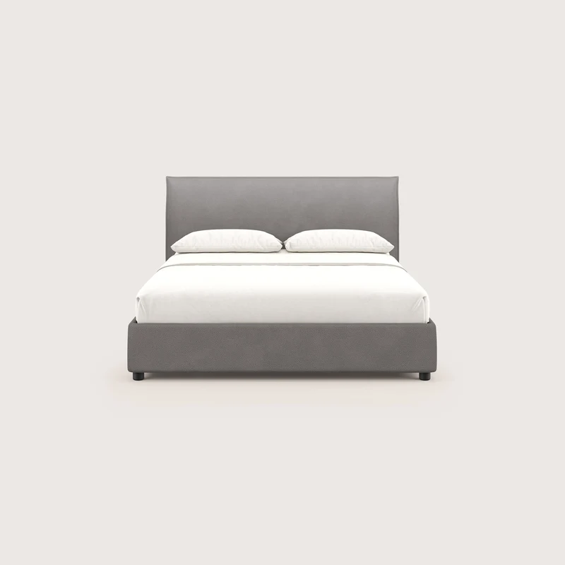 Nina lit coffre au design minimaliste en microfibre détachable effet cuir T15 anthracite